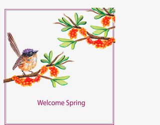 迎接春天水彩画免抠