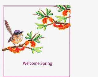 迎接春天水彩画免抠