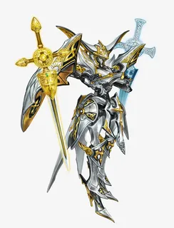 白色铠甲双剑西幻骑士游戏免抠