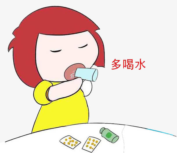 女孩喝水免抠