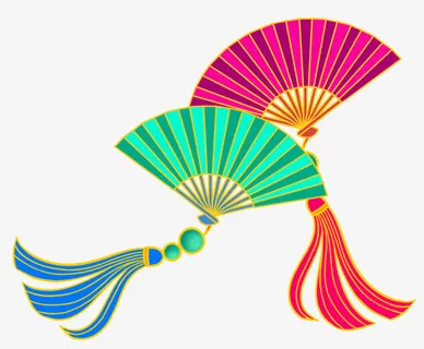 手绘卡通扇子元素免抠
