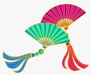 手绘卡通扇子元素免抠