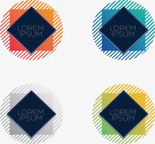 彩色条纹装饰标题框免抠