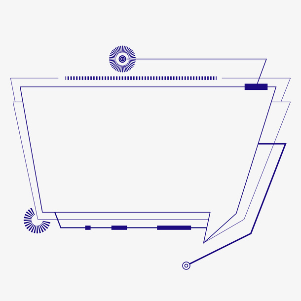 深蓝色点线科技对话框免抠
