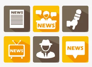 矢量扁平新闻媒体传播方形图标免抠