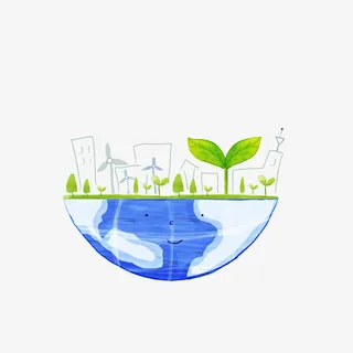 半球上的绿苗风车免抠