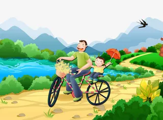 春季家庭亲子出游海报免抠