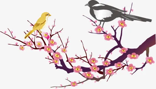 中国古典吉祥图案喜鹊登梅图矢量免抠