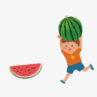 小孩报西瓜免抠