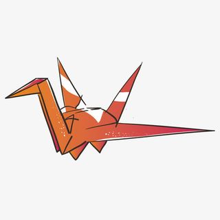 矢量线条卡通黄色千纸鹤免抠