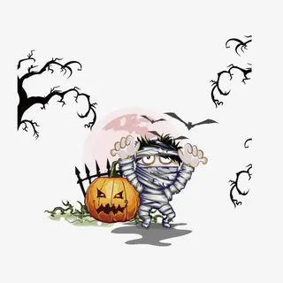 节日元素 万圣节 鬼节 南瓜 枯树免抠