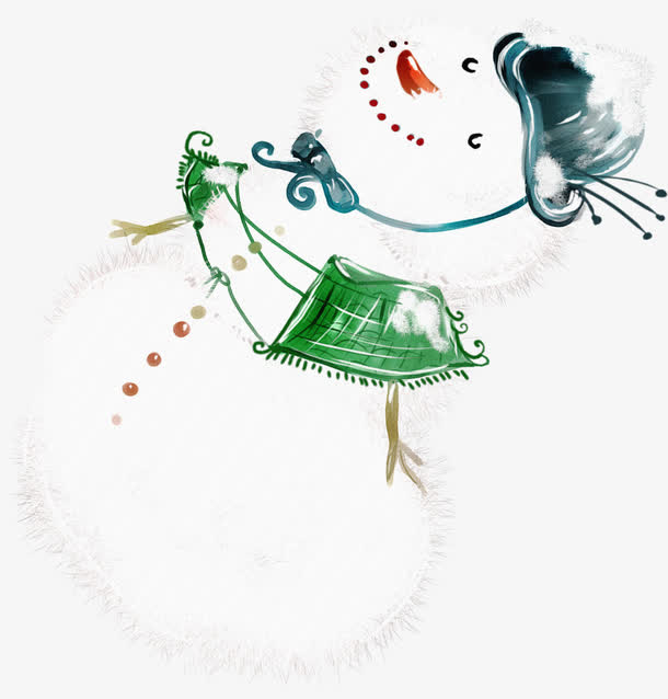 科季雪人卡通海报免抠