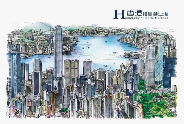 手绘建筑免抠