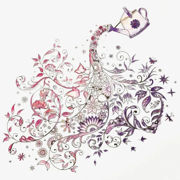 水壶浇灌的花卉免抠