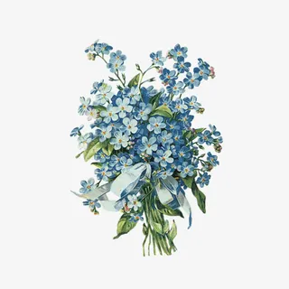 蓝色绣球花免抠