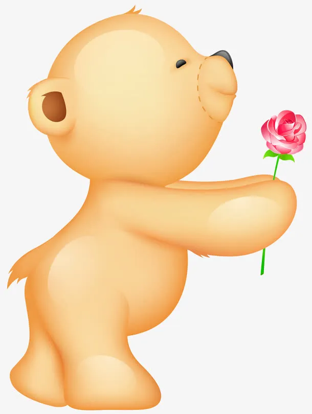 献花的小熊免抠