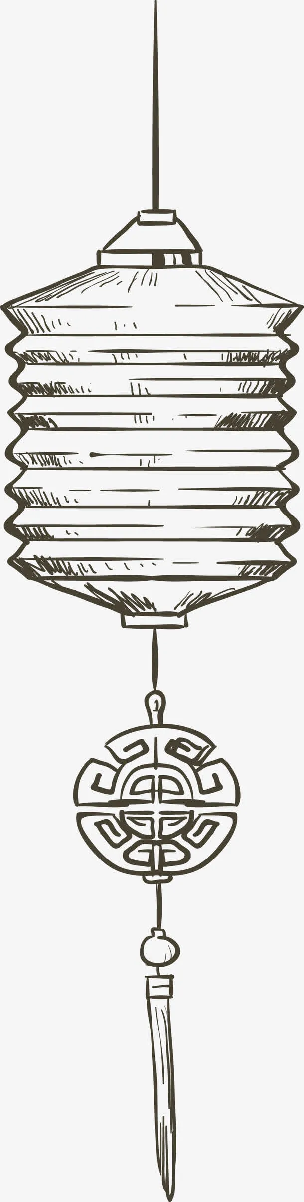 中国风手绘灯笼免抠
