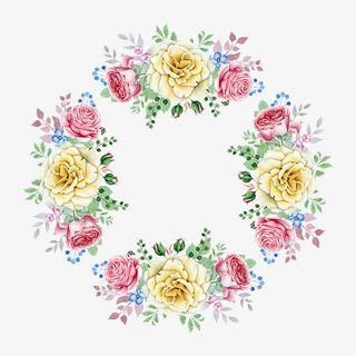 彩色花瓣植物花环免抠