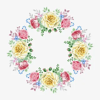 彩色花瓣植物花环免抠