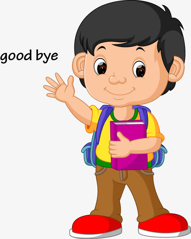 矢量小朋友挥手goodbye免抠