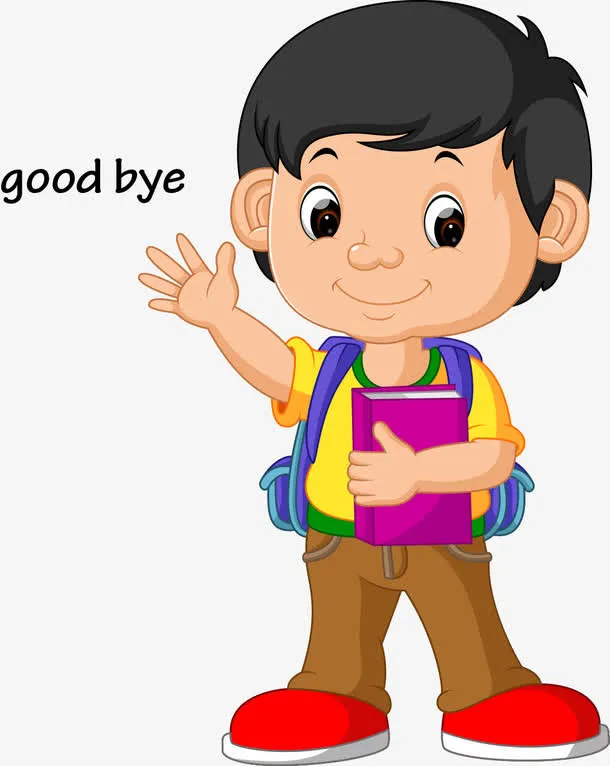 矢量小朋友挥手goodbye免抠