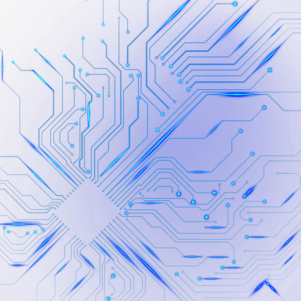 蓝色科技光效电子元件电路免抠