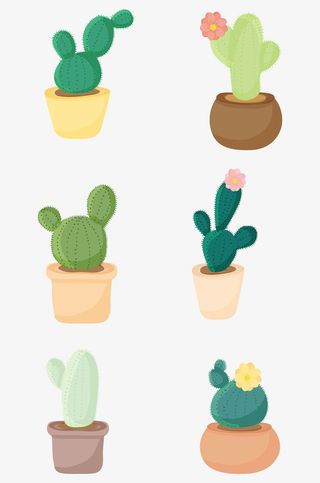 矢量可爱萌系清新仙人掌免抠