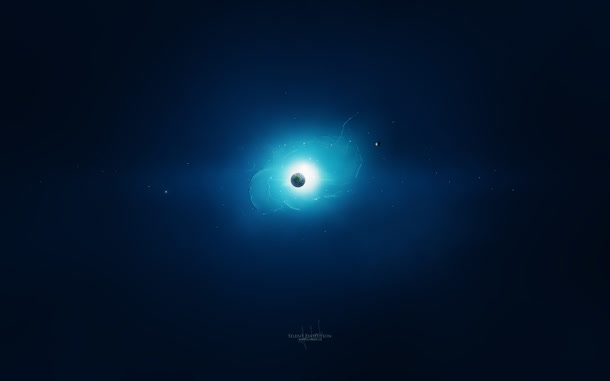 星球蓝色光芒海报背景