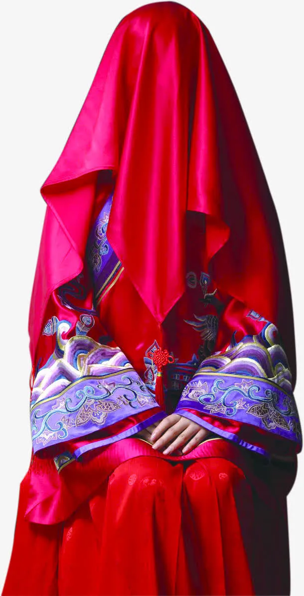 中式婚礼盖头新娘免抠