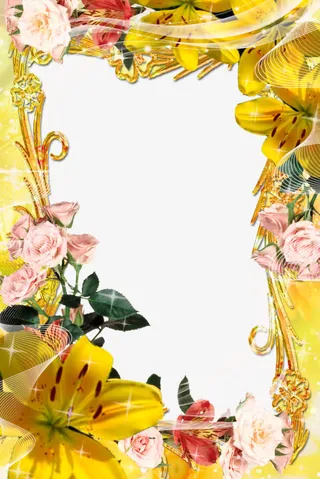 黄色边框相框装饰素材免抠