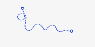 深蓝色桃心波浪虚线免抠