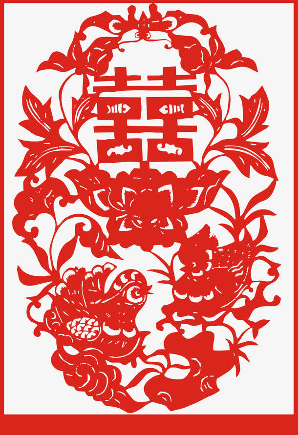 婚庆窗花剪纸免抠