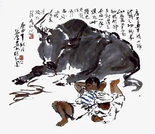 装饰水墨牛画免抠