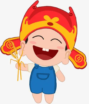 带着红色帽子的卡通小孩免抠