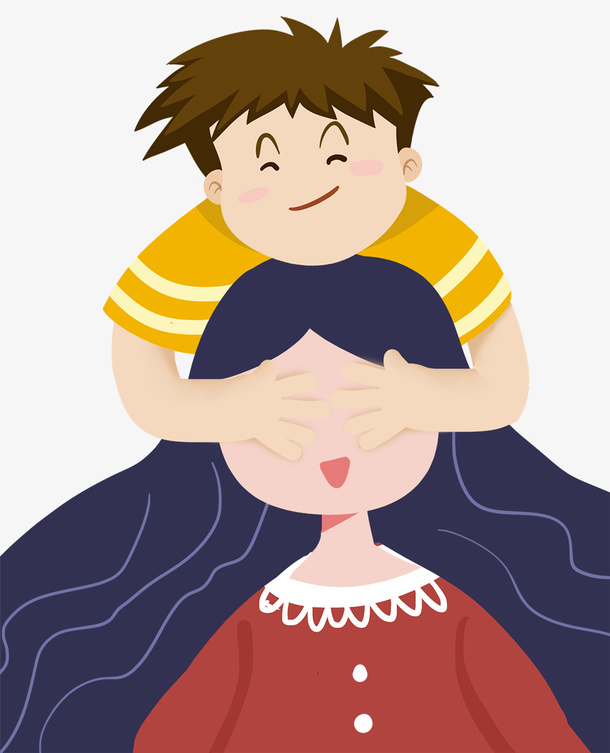 手绘可爱母亲节装饰插图蒙上眼睛免抠