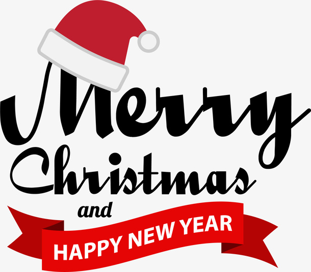 红色圣诞快乐标签免抠
