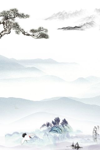 中国风复古水墨晕染山水海报背景高清