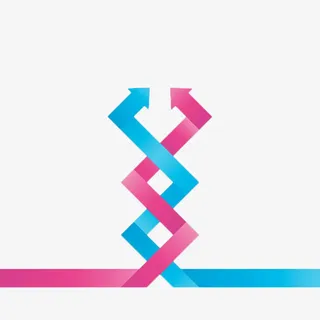 手绘红蓝交叉箭头免抠