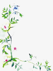 绿叶花纹边框免抠