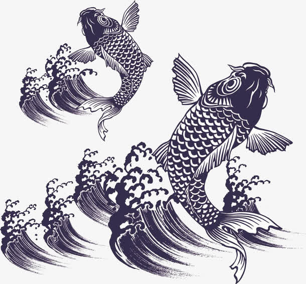 装饰鱼图案素材免抠