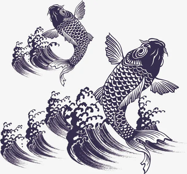 装饰鱼图案素材免抠
