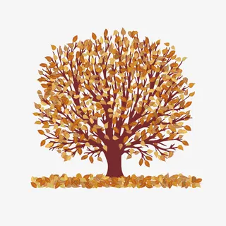 秋天漂亮的树木矢量免抠