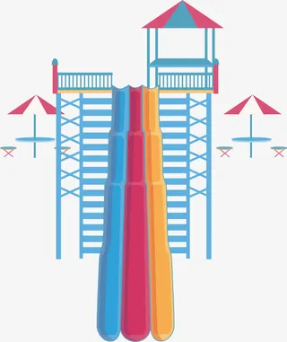 橙色水上乐园滑滑梯免抠