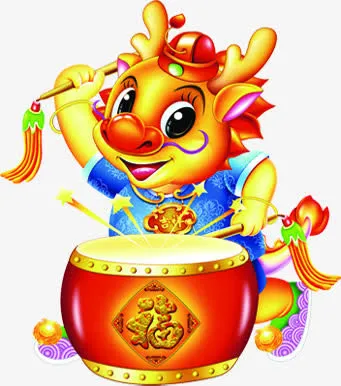 中国风喜庆小牛贴纸免抠