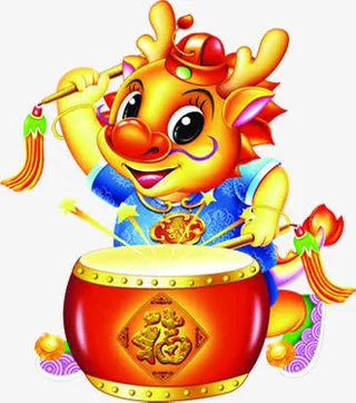 中国风喜庆小牛贴纸免抠