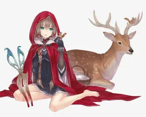 卡通立绘麋鹿女孩神秘免抠