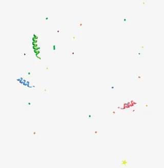 绿色简约彩带礼炮漂浮素材免抠