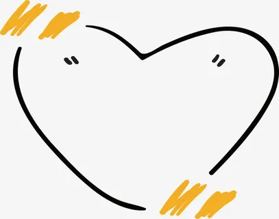 手绘线条爱心边框免抠