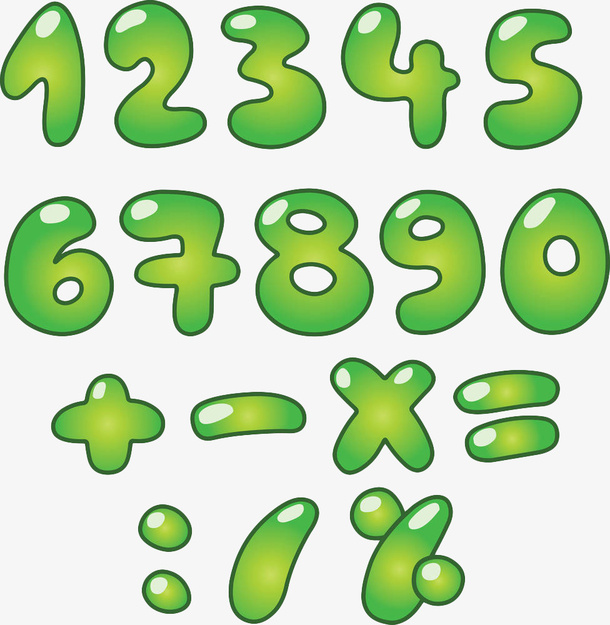 绿色手绘卡通数字免抠