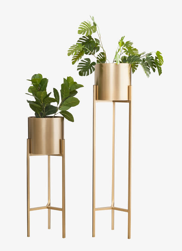 金属花瓶植物免抠